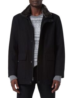 Пальто с воротником из искусственного меха Brooks Andrew Marc, черный