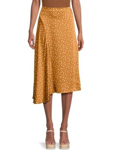 Асимметричная юбка-миди с точечным принтом Vince, цвет Honey