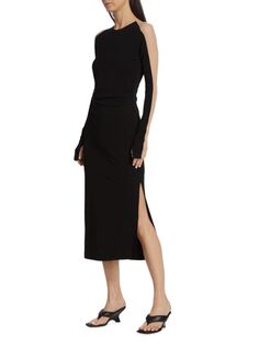 Платье миди с боковым разрезом Helmut Lang, черный