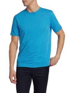Однотонная футболка узкого кроя с круглым вырезом Saks Fifth Avenue, цвет Ibiza Blue