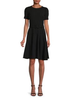 Платье с пышными рукавами и поясом Karl Lagerfeld Paris, черный