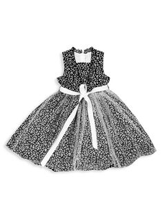 Платье с цветочным принтом для маленьких девочек и девочек Joe-Ella, черный