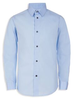 Классическая рубашка из эластичного поплина для мальчиков с пуговицами спереди Calvin Klein, цвет Ice Blue