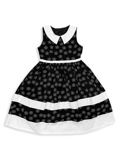 Платье трапециевидной формы с цветочным принтом для маленьких девочек и маленьких девочек Joe-Ella, черный
