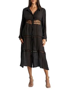 Платье-рубашка крючком La Moda Clothing, черный