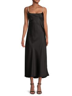 Платье-комбинация с бретелями из искусственного жемчуга Lea &amp; Viola, черный