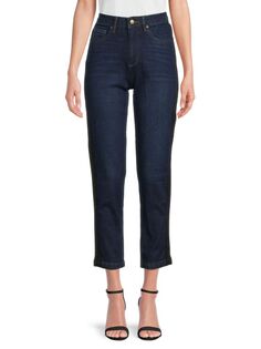 Укороченные джинсы прямого кроя с высокой посадкой Karl Lagerfeld Paris, цвет Indigo Wash