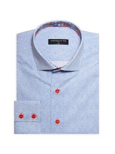 Классическая рубашка Bonucci с контрастными пуговицами Masutto, синий