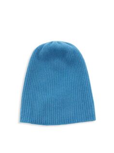 Кашемировая шапка с напуском в рубчик Portolano, синий