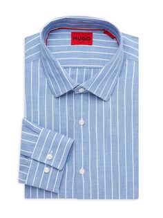 Классическая рубашка узкого кроя в полоску Kenno Hugo, синий