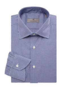 Классическая рубашка современного кроя Canali с узором «гусиные лапки» Canali, синий