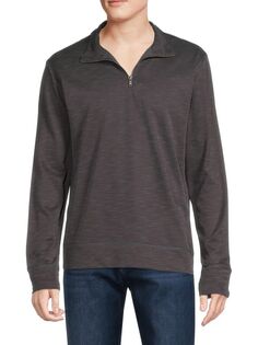 Трикотажная рубашка-пуловер с молнией на четверть Saks Fifth Avenue, цвет Iron