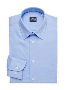 Классическая рубашка приталенного кроя в горошек Armani Collezioni, синий