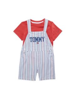 Комплект из двух предметов: футболка и короткая рубашка с логотипом для маленьких мальчиков Tommy Hilfiger, синий