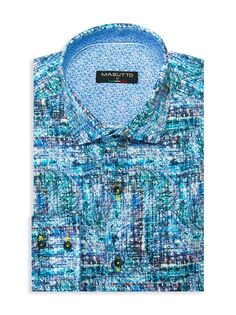 Контрастная спортивная рубашка классического кроя Skye Masutto, синий