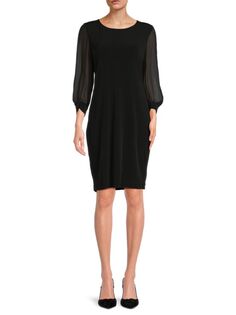 Платье-футляр с пышными рукавами Calvin Klein, черный