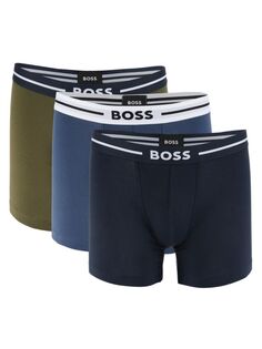 Комплект из 3 трусов-боксеров с логотипом Boss, синий