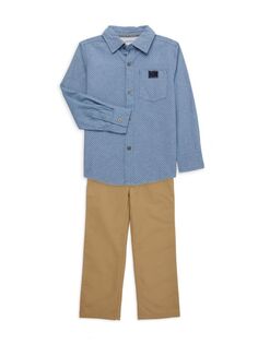 Комплект из двух предметов: рубашка и брюки на пуговицах для маленького мальчика Calvin Klein, синий