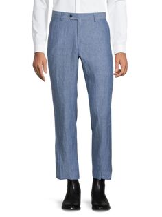 Льняные брюки современного кроя Tommy Hilfiger, синий