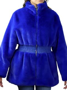 Куртка из искусственного меха с присборками La Fiorentina, синий