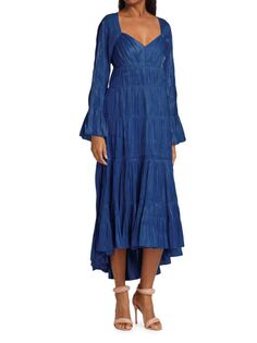 Многоярусное атласное платье миди Nina Cinq À Sept, синий
