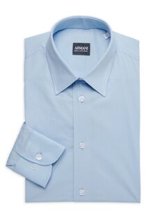 Однотонная классическая рубашка узкого кроя Armani Collezioni, синий