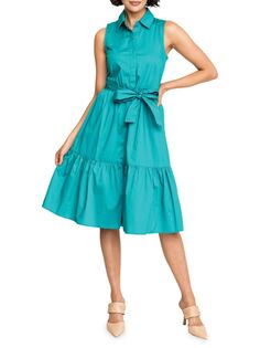 Многоярусное платье-рубашка миди Gibsonlook, цвет Jadeite