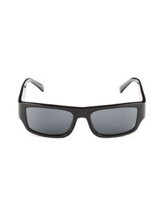 Прямоугольные солнцезащитные очки 56MM Versace, черный