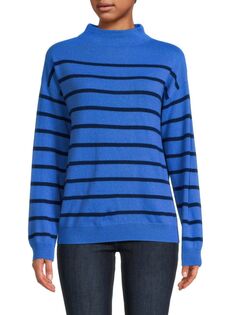 Полосатый кашемировый свитер Amicale, синий