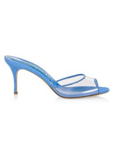 Прозрачные замшевые мюли Jadifa на каблуке Manolo Blahnik, синий
