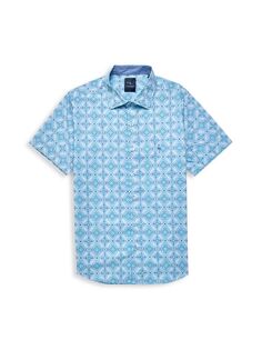 Рубашка для мальчика с геометрическим рисунком Tailorbyrd, синий