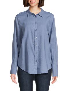 Рубашка из смесового льна Ellen Tracy, синий