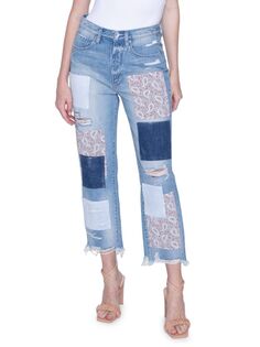 Прямые джинсы с эффектом пейсли в стиле пэчворк Blue Revival, цвет Miami Aqua
