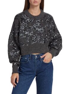 Укороченный свитер Liza с пайетками Rag &amp; Bone, темно-серый