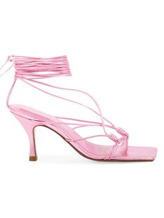 Кожаные сандалии Mandaloun с запахом Andrea Wazen, цвет Metallic Pink