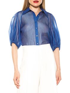 Блузка Billie с пышными рукавами Alexia Admor, темно-синий
