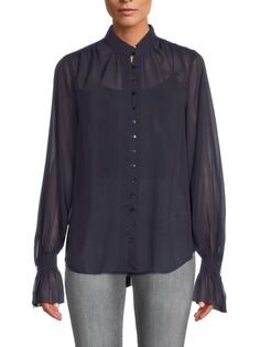 Полупрозрачная блузка Marion с рюшами L&apos;Agence, цвет Midnight Lagence