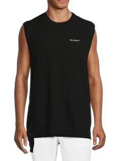 Трикотажная футболка без рукавов с высоким и низким вырезом Karl Lagerfeld Paris, черный