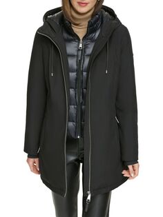Удлиненная куртка-пуховик с капюшоном Dkny, черный