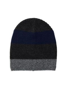 Кашемировая шапка в рубчатую полоску Saks Fifth Avenue, темно-синий