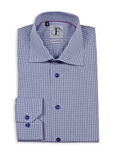 Классическая рубашка Tattersall современного кроя Finollo, темно-синий
