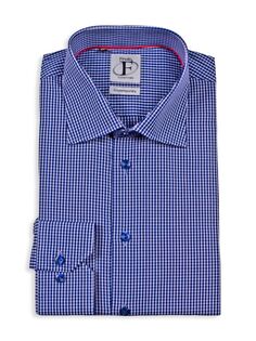 Классическая рубашка в клетку современного кроя Finollo, темно-синий