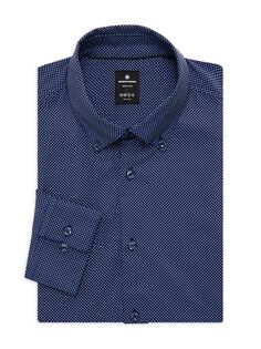 Классическая рубашка с микро-дици принтом Modern Slim Fit Brooklyn Brigade, темно-синий