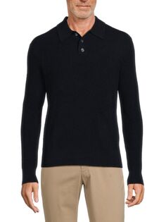 Кашемировый свитер-поло с длинными рукавами Alex Mill, темно-синий