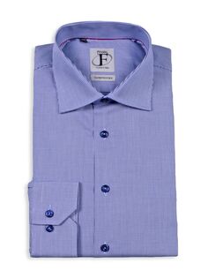 Классическая рубашка с текстурированной отделкой современного кроя Finollo, темно-синий