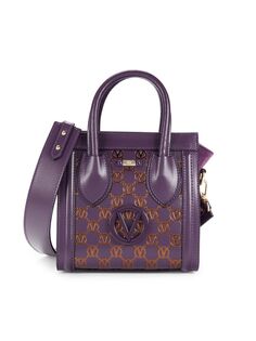 Кожаная сумка на плечо Eva с монограммой Mario Valentino, цвет Mulberry
