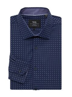 Классическая рубашка стрейч в горошек в четыре направления Wrk, темно-синий