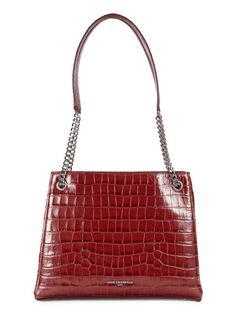 Кожаная сумка-тоут Charlotte с тиснением под крокодила Karl Lagerfeld Paris, цвет Mulled Wine