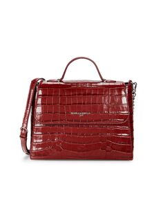 Кожаная сумка-портфель Charlotte с тиснением под крокодила Karl Lagerfeld Paris, цвет Mulled Wine