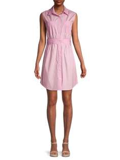 Платье-рубашка Cora Derek Lam 10 Crosby однотонное с рюшами, розовый
